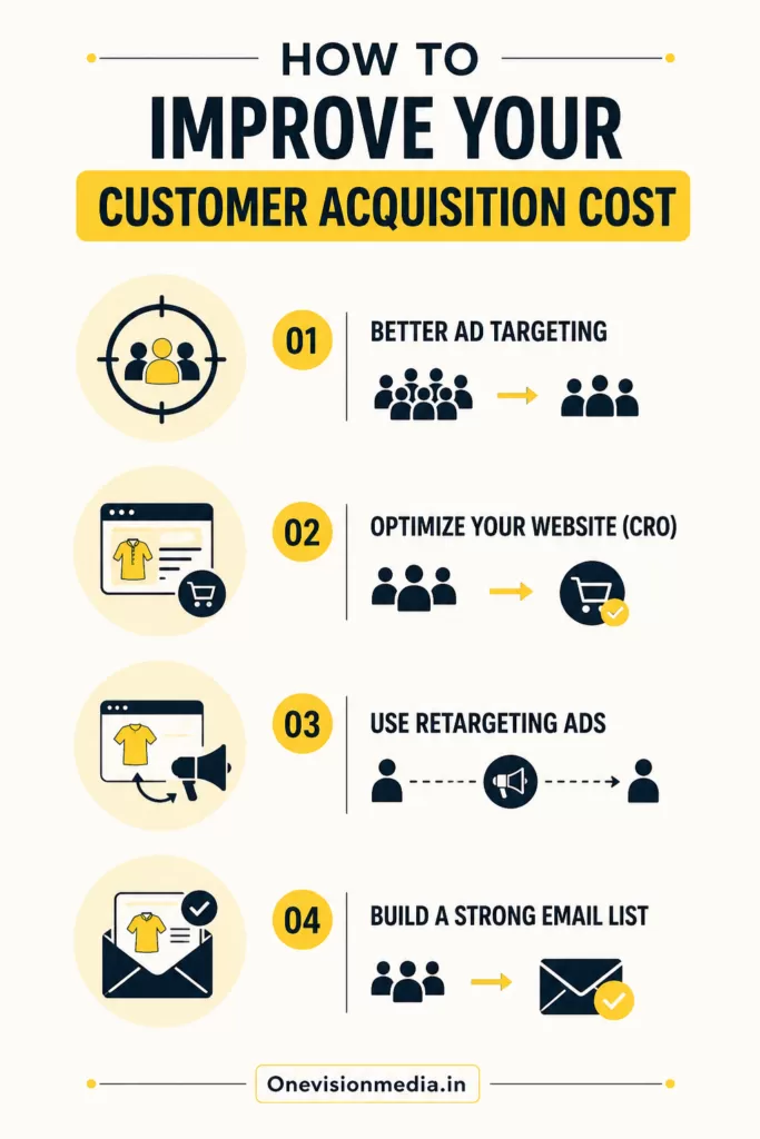 How to Improve Your Customer Acquisition Cost Infographics , Onevisionmedia
